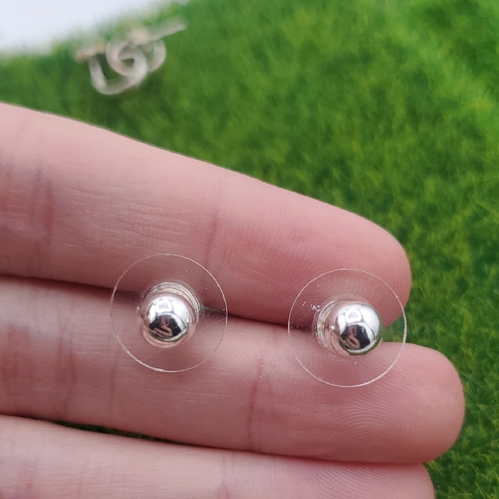 Silver Tone Round Stud Earrings E1030